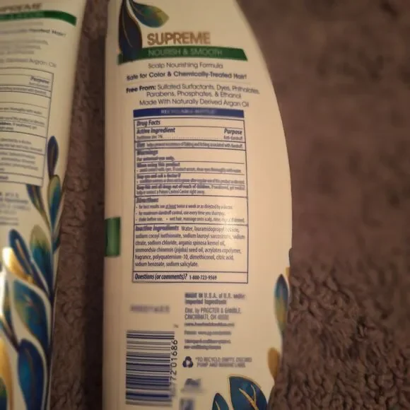 2 HEAD & SHOULDERS SUPREME 1SHAMPOO & 1CONDITIONER W/ARGAN OIL JOJOBA OIL - Picture 5 of 6